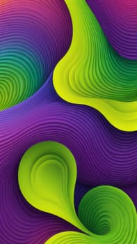 A gradient wallpaper with Meander shapes using lime and violet gradient colors. Generative AI.