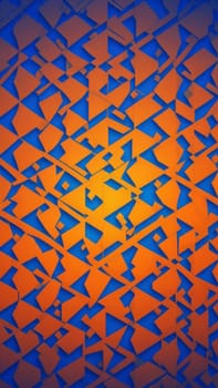 A gradient wallpaper with Lattice shapes using orange and cornflowerblue gradient colors. Generative AI.