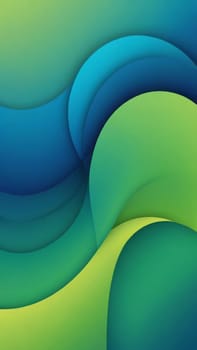 A gradient wallpaper with Arc shapes using green and dodgerblue gradient colors. Generative AI.