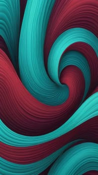 A gradient wallpaper with Swirled shapes using maroon and aquamarine gradient colors. Generative AI.