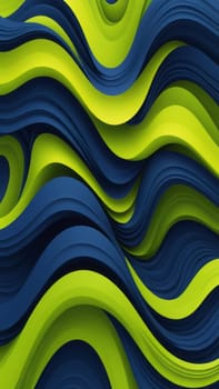 A gradient wallpaper with Twisted shapes using navy and chartreuse gradient colors. Generative AI.