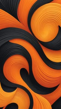 A gradient wallpaper with Swirled shapes using orange and black gradient colors. Generative AI.