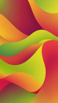 A gradient wallpaper with Trefoil shapes using lime and crimson gradient colors. Generative AI.