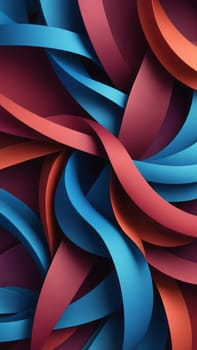 A gradient wallpaper with Intertwined shapes using maroon and cornflowerblue gradient colors. Generative AI.