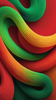 A gradient wallpaper with Coiled shapes using red and green gradient colors. Generative AI.