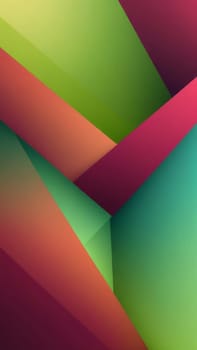 A gradient wallpaper with Trapezoidal shapes using maroon and lawngreen gradient colors. Generative AI.