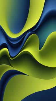 A gradient wallpaper with Distorted shapes using olive and darkblue gradient colors. Generative AI.