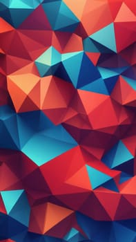 A gradient wallpaper with Polygonal shapes using red and deepskyblue gradient colors. Generative AI.