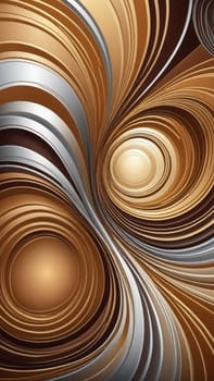 A gradient wallpaper with Swirled shapes using silver and brown gradient colors. Generative AI.