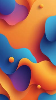 A gradient wallpaper with Hollow shapes using orange and cornflowerblue gradient colors. Generative AI.