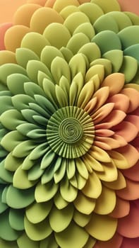 A gradient wallpaper with Rosette shapes using olive and papayawhip gradient colors. Generative AI.