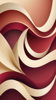 A gradient wallpaper with Crescent shapes using maroon and ivory gradient colors. Generative AI.