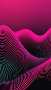 A gradient wallpaper with Waveform shapes using black and fuchsia gradient colors. Generative AI.