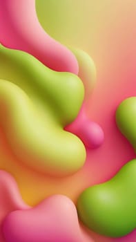 A gradient wallpaper with Amorphous shapes using lime and pink gradient colors. Generative AI.