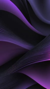 A gradient wallpaper with Twisted shapes using black and mediumpurple gradient colors. Generative AI.