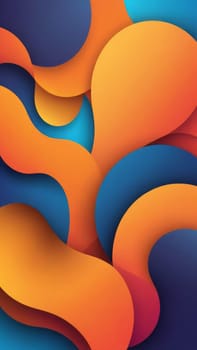A gradient wallpaper with Hollow shapes using orange and blue gradient colors. Generative AI.
