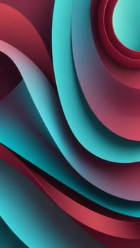 A gradient wallpaper with Looped shapes using maroon and aquamarine gradient colors. Generative AI.