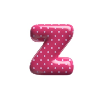 Polka dot letter Z - Lower-case 3d pink retro font isolated on white background. This alphabet is perfect for creative illustrations related but not limited to Fashion, retro design, decoration...