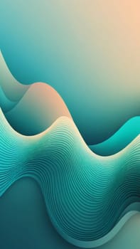 A gradient wallpaper with Waveform shapes using teal and seashell gradient colors. Generative AI.