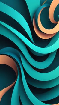 A gradient wallpaper with Looped shapes using teal and darkturquoise gradient colors. Generative AI.