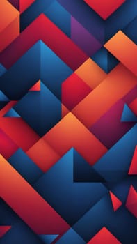 A gradient wallpaper with Geometric shapes using red and darkblue gradient colors. Generative AI.