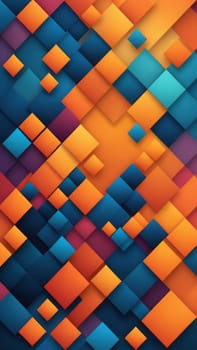 A gradient wallpaper with Diamond shapes using orange and cadetblue gradient colors. Generative AI.