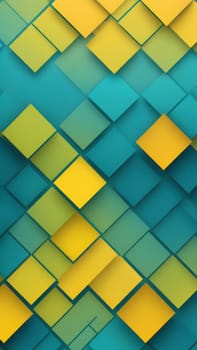 A gradient wallpaper with Lattice shapes using teal and yellow gradient colors. Generative AI.