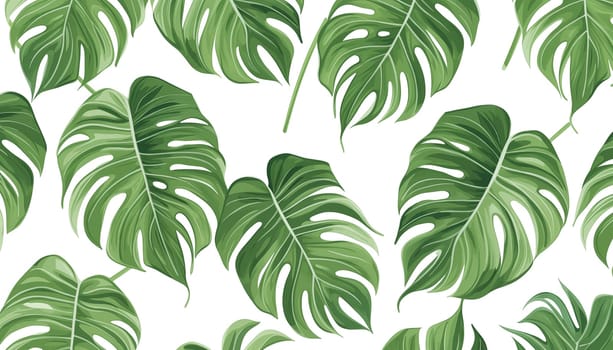 Monstera leaves tropical seamless pattern isolated. High quality photo