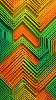 A gradient wallpaper with Labyrinth shapes using orange and mediumspringgreen gradient colors. Generative AI.