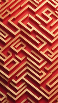 A gradient wallpaper with Labyrinth shapes using red and burlywood gradient colors. Generative AI.