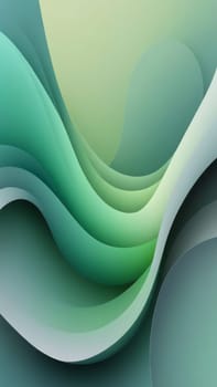 A gradient wallpaper with Freeform shapes using gray and palegreen gradient colors. Generative AI.