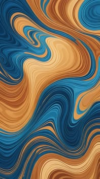 A gradient wallpaper with Marbled shapes using blue and sandybrown gradient colors. Generative AI.