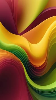 A gradient wallpaper with Organic shapes using maroon and yellowgreen gradient colors. Generative AI.