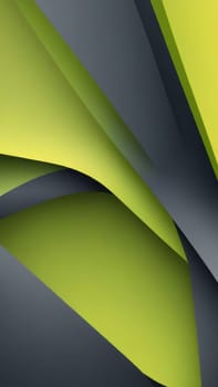 A gradient wallpaper with Asymmetrical shapes using lime and darkgrey gradient colors. Generative AI.