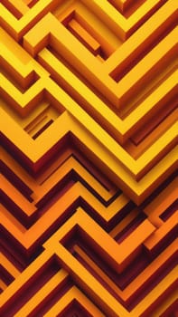 A gradient wallpaper with Labyrinth shapes using yellow and darkorange gradient colors. Generative AI.