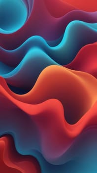 A gradient wallpaper with Sigmoid shapes using red and powderblue gradient colors. Generative AI.