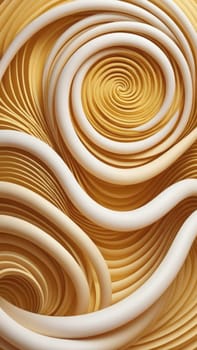 A gradient wallpaper with Coiled shapes using white and gold gradient colors. Generative AI.