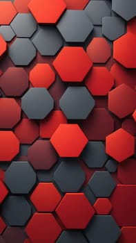 A gradient wallpaper with Hexagonal shapes using red and darkslategrey gradient colors. Generative AI.