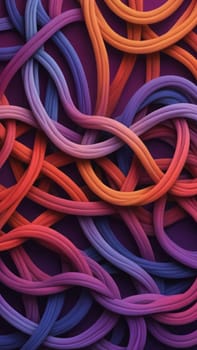 A gradient wallpaper with Knotted shapes using red and darkviolet gradient colors. Generative AI.