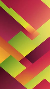 A gradient wallpaper with Rectilinear shapes using lime and maroon gradient colors. Generative AI.