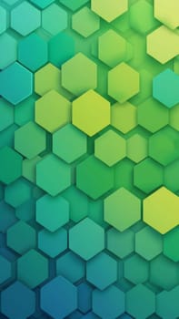 A gradient wallpaper with Hexagonal shapes using green and lightsteelblue gradient colors. Generative AI.