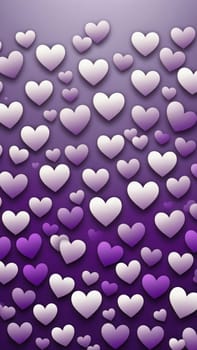 A gradient wallpaper with Heart shapes using gray and darkviolet gradient colors. Generative AI.