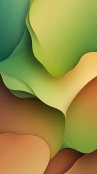 A gradient wallpaper with Irregular shapes using green and sandybrown gradient colors. Generative AI.