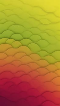 A gradient wallpaper with Scalloped shapes using lime and maroon gradient colors. Generative AI.