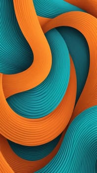 A gradient wallpaper with Spiraloid shapes using orange and mediumaquamarine gradient colors. Generative AI.