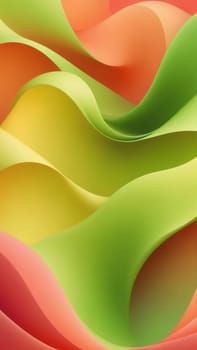 A gradient wallpaper with Waved shapes using lime and coral gradient colors. Generative AI.