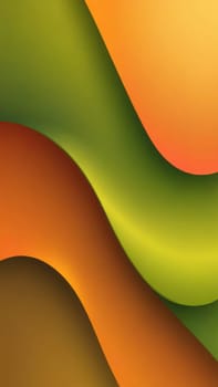 A gradient wallpaper with Asymmetrical shapes using olive and darkorange gradient colors. Generative AI.