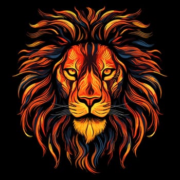 A vibrant portrait of the lion king of beasts in a psychedelic vector pop art style. Graphic design element and template for t-shirt print, sticker, poster, etc.