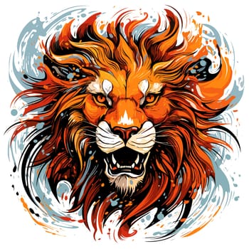 A vibrant portrait of the lion king of beasts in a psychedelic vector pop art style. Graphic design element and template for t-shirt print, sticker, poster, etc.