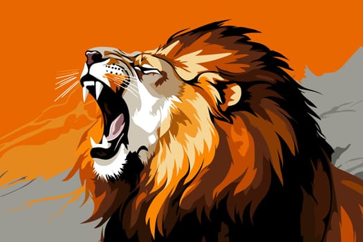 A vibrant portrait of the lion king of beasts in a psychedelic vector pop art style. Graphic design element and template for t-shirt print, sticker, poster, etc.